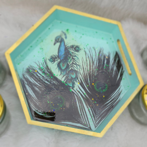 Peacock Resin Hexagon Tray