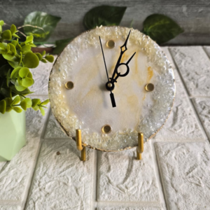 Elegant Resin Desk Clock | Crystal Texture Edge | Modern Minimal Table Clock