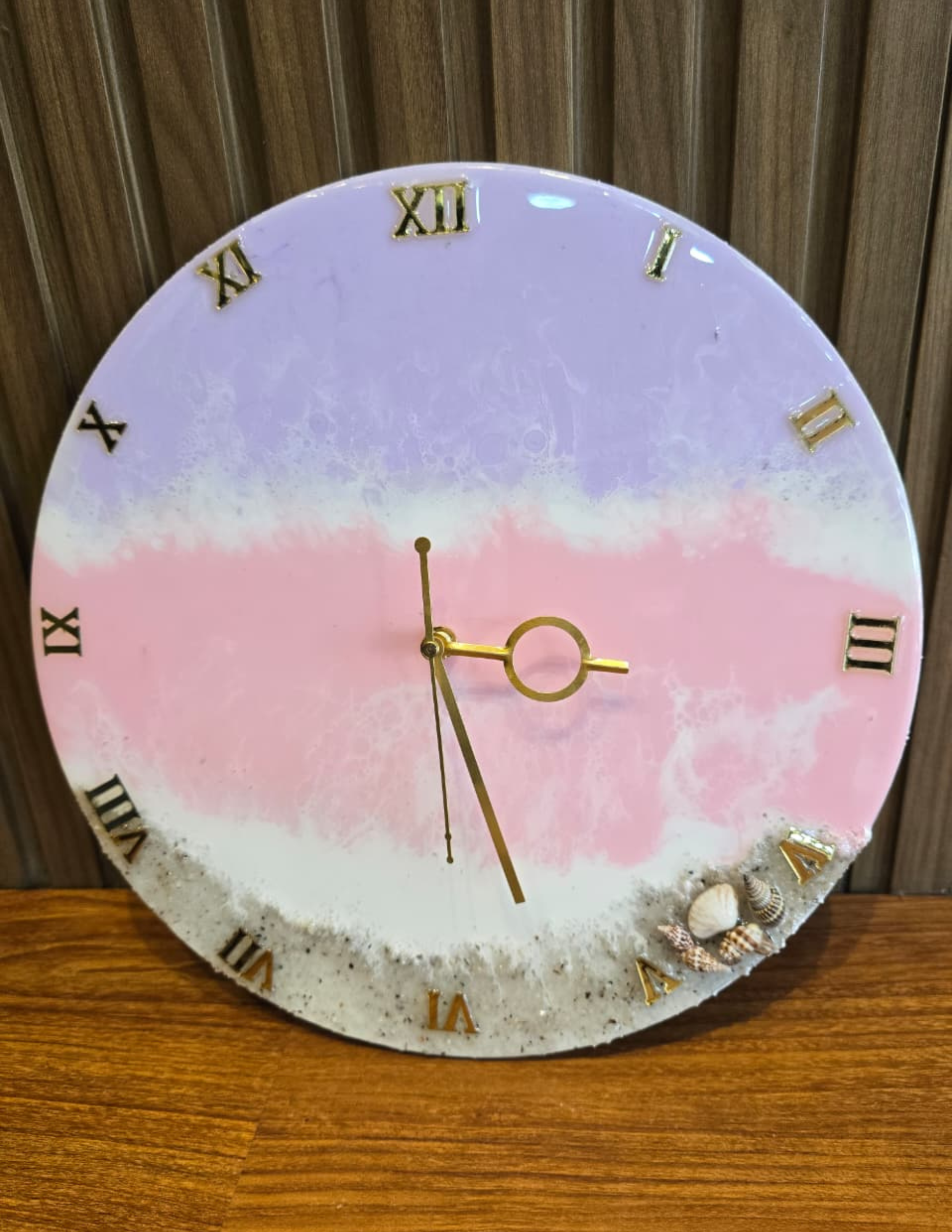 Ocean Inspired Resin Clock | Beach Theme Wall Decor | Handmade Pastel Resin Art Clock