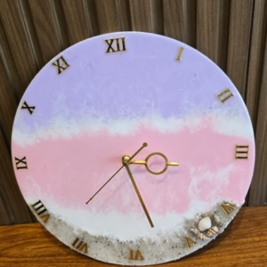 Ocean Inspired Resin Clock | Beach Theme Wall Decor | Handmade Pastel Resin Art Clock
