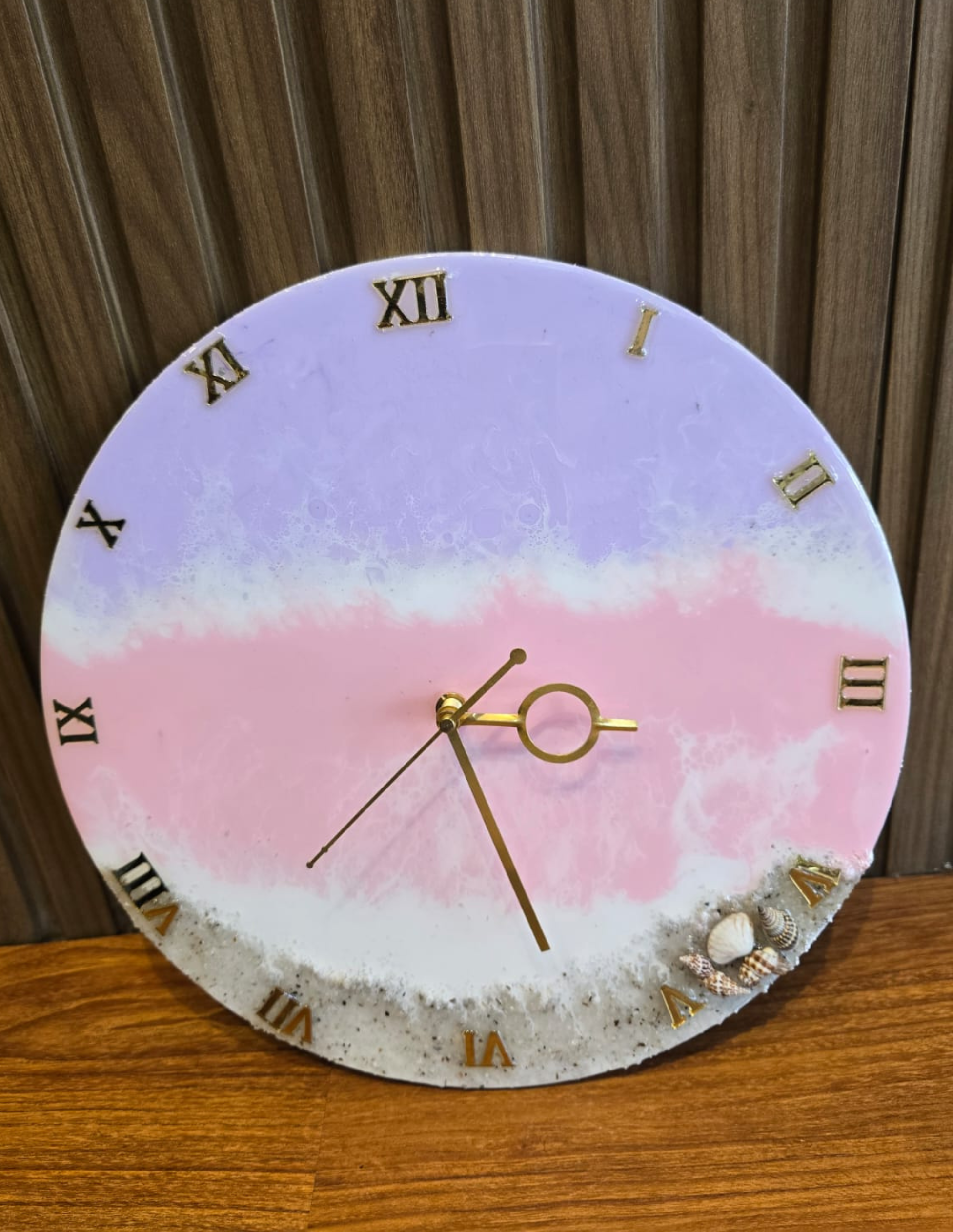 Ocean Inspired Resin Clock | Beach Theme Wall Decor | Handmade Pastel Resin Art Clock