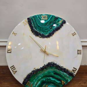 Emerald Green Resin Clock | Geode Art Design | Perfect for Office & Home Decor