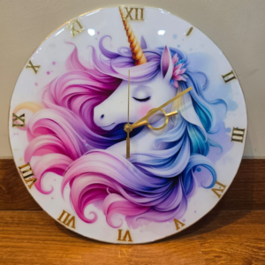 Handmade Unicorn Resin Wall Clock | Fantasy Theme Kids Room Decor | Colorful Art Clock