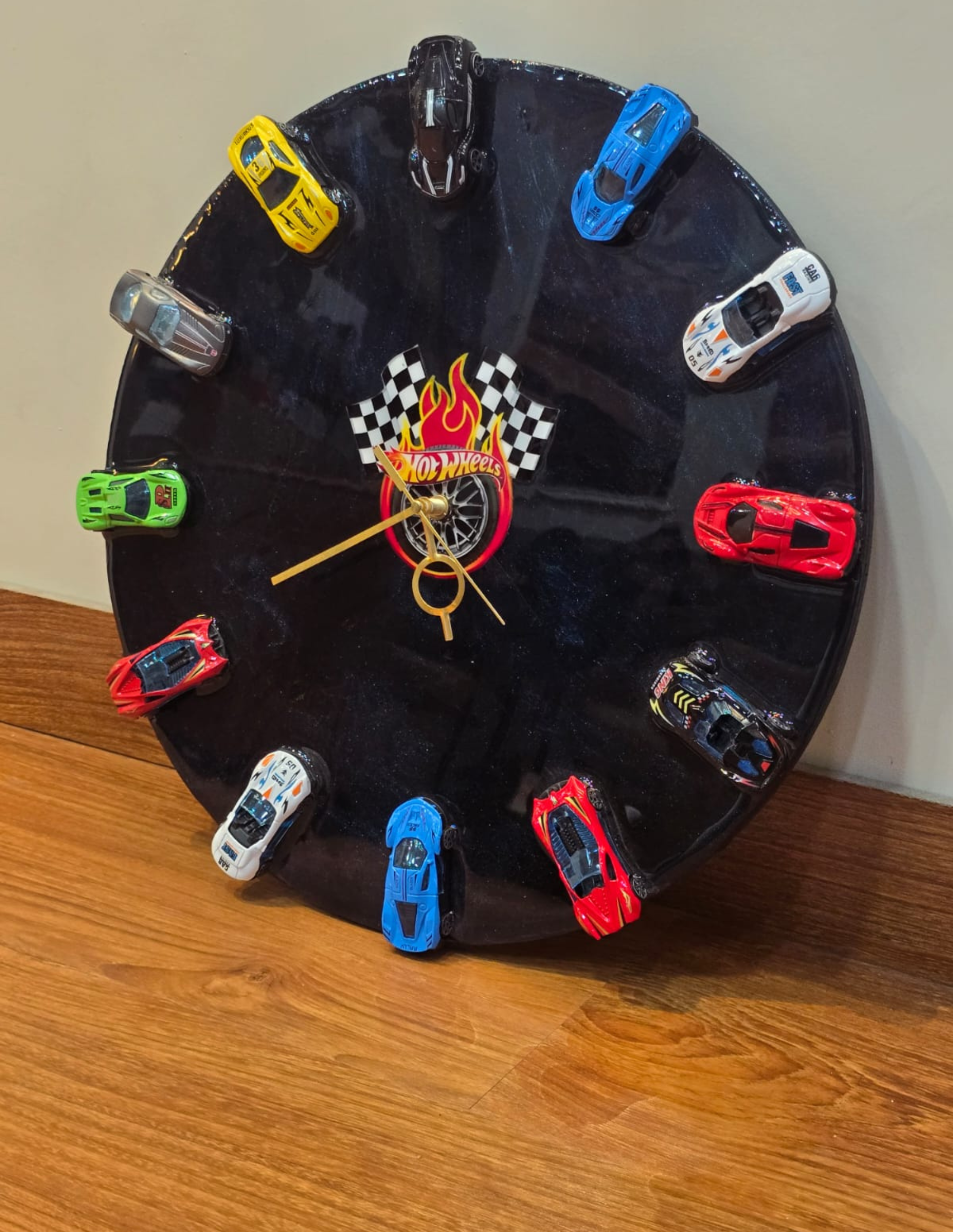 Hot Wheels Theme Resin Wall Clock | Car Lover Kids Room Decor | Handmade Unique Clock - Image 3