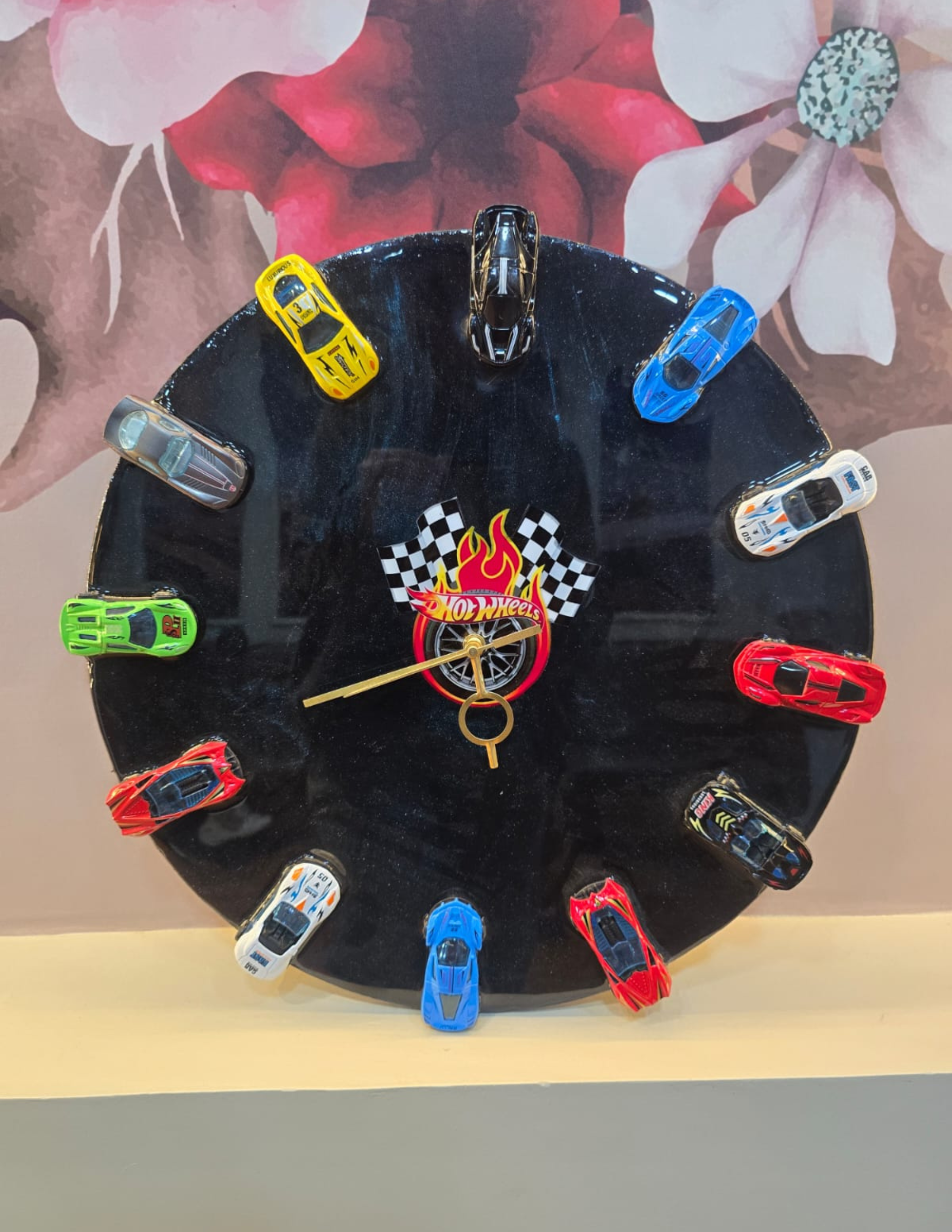 Hot Wheels Theme Resin Wall Clock | Car Lover Kids Room Decor | Handmade Unique Clock