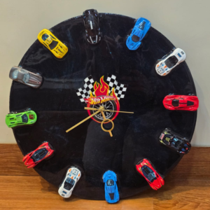 Hot Wheels Theme Resin Wall Clock | Car Lover Kids Room Decor | Handmade Unique Clock