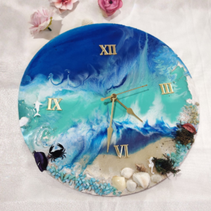 Ocean Wave Resin Wall Clock | Beach Theme Handmade Clock | Coastal Home Decor