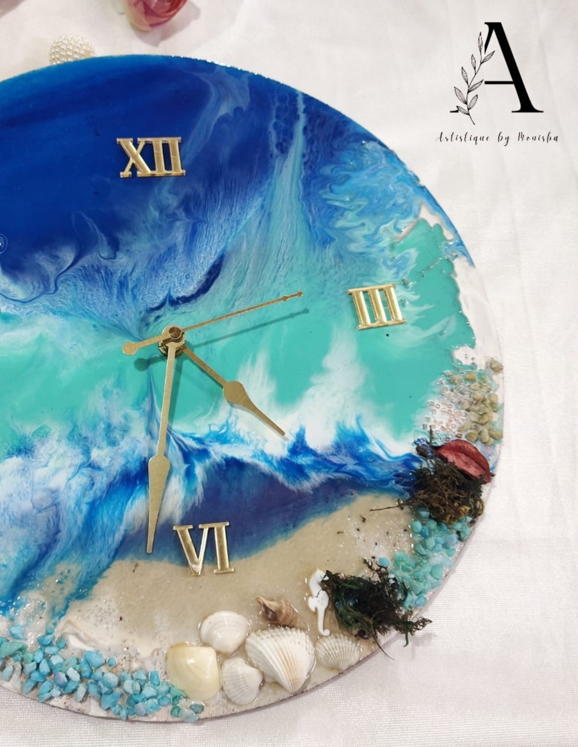 Ocean Wave Resin Wall Clock | Beach Theme Handmade Clock | Coastal Home Decor