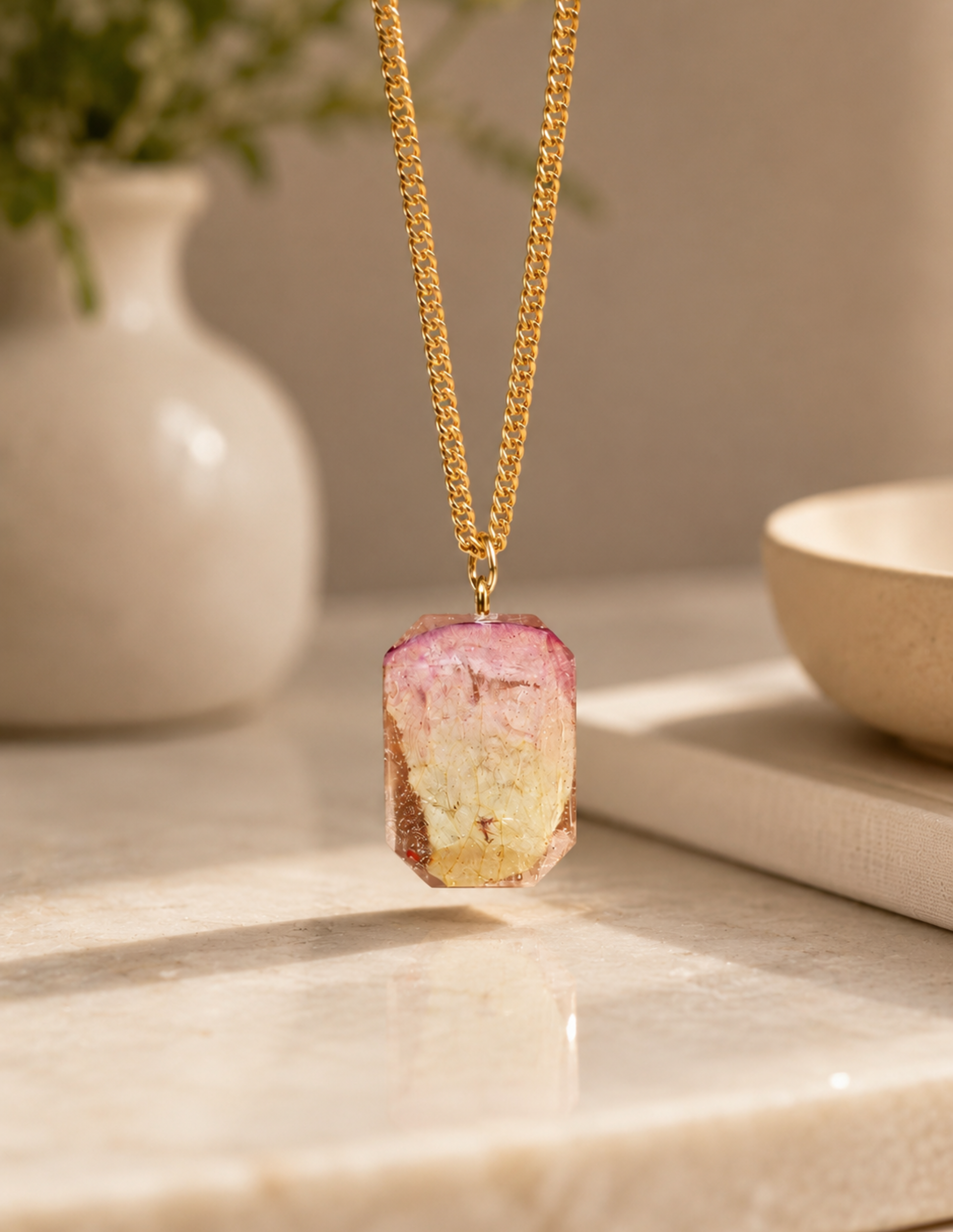 Handmade Resin Floral Pendant Necklace | Premium Dried Flower Jewelry