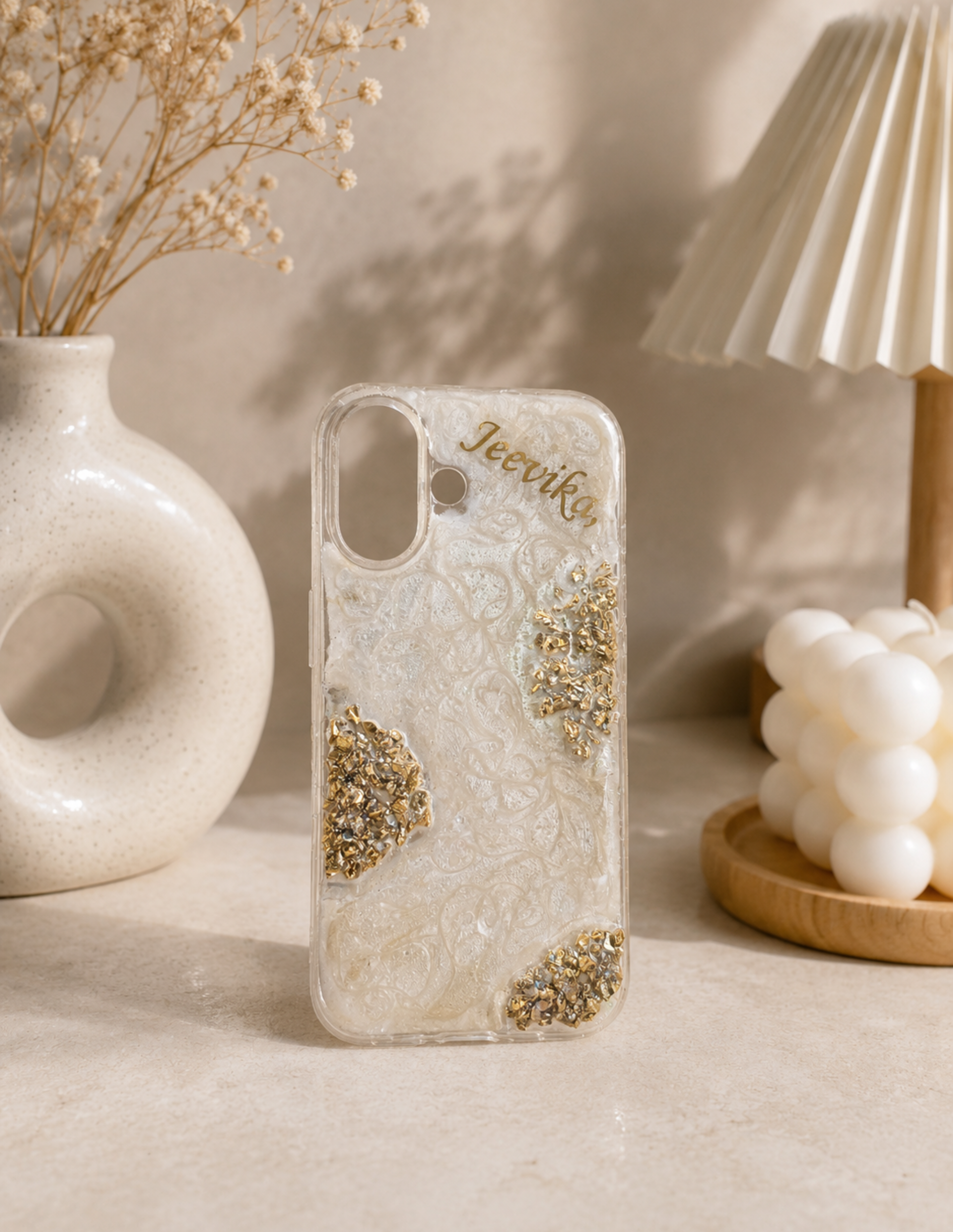 Personalized Resin Phone Case | Customized Name Mobile Cover | Luxury Handmade Glitter Phone Case