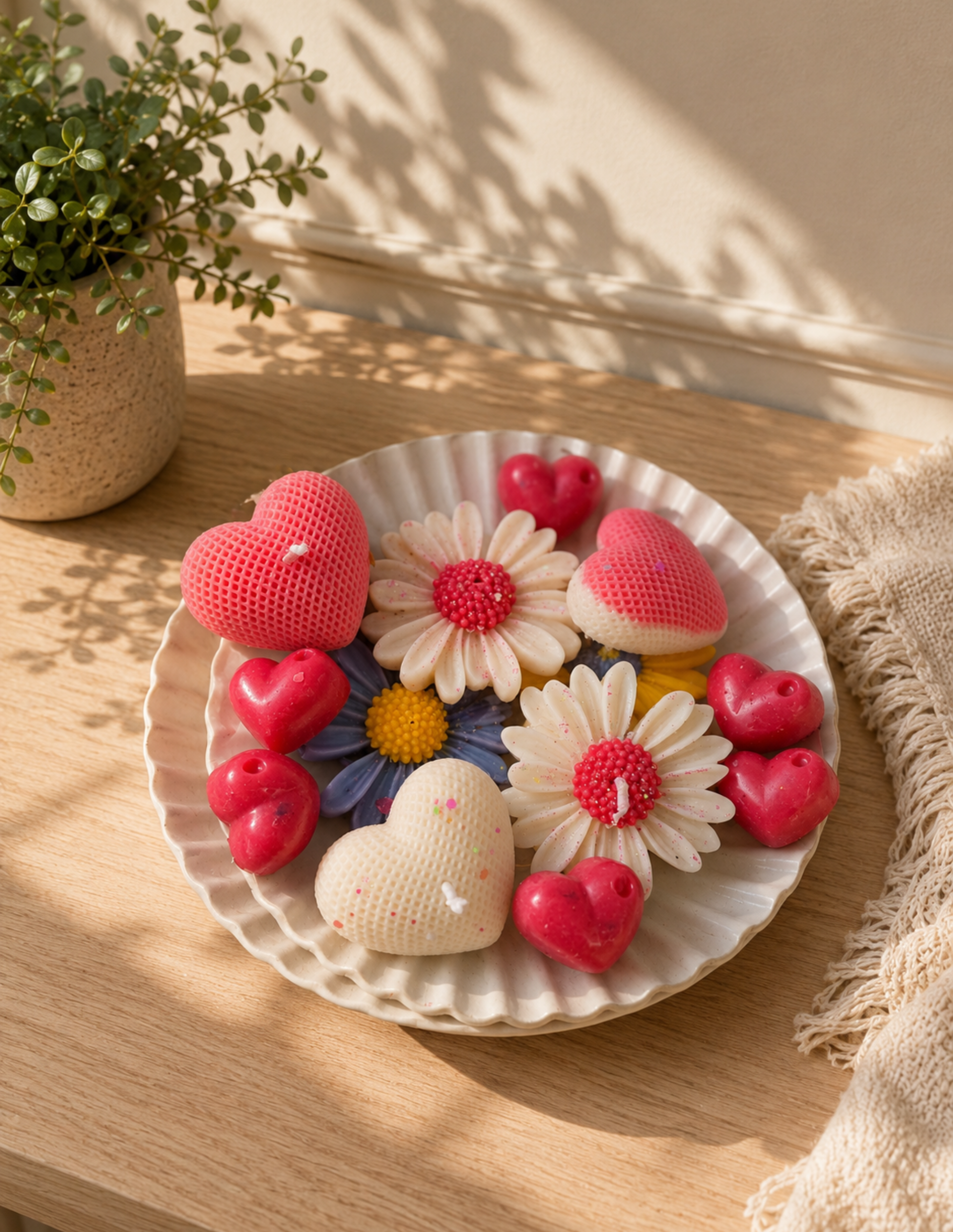 Handmade Heart & Daisy Scented Candles Set | Premium Decorative Wax Candles -5pc - Image 2