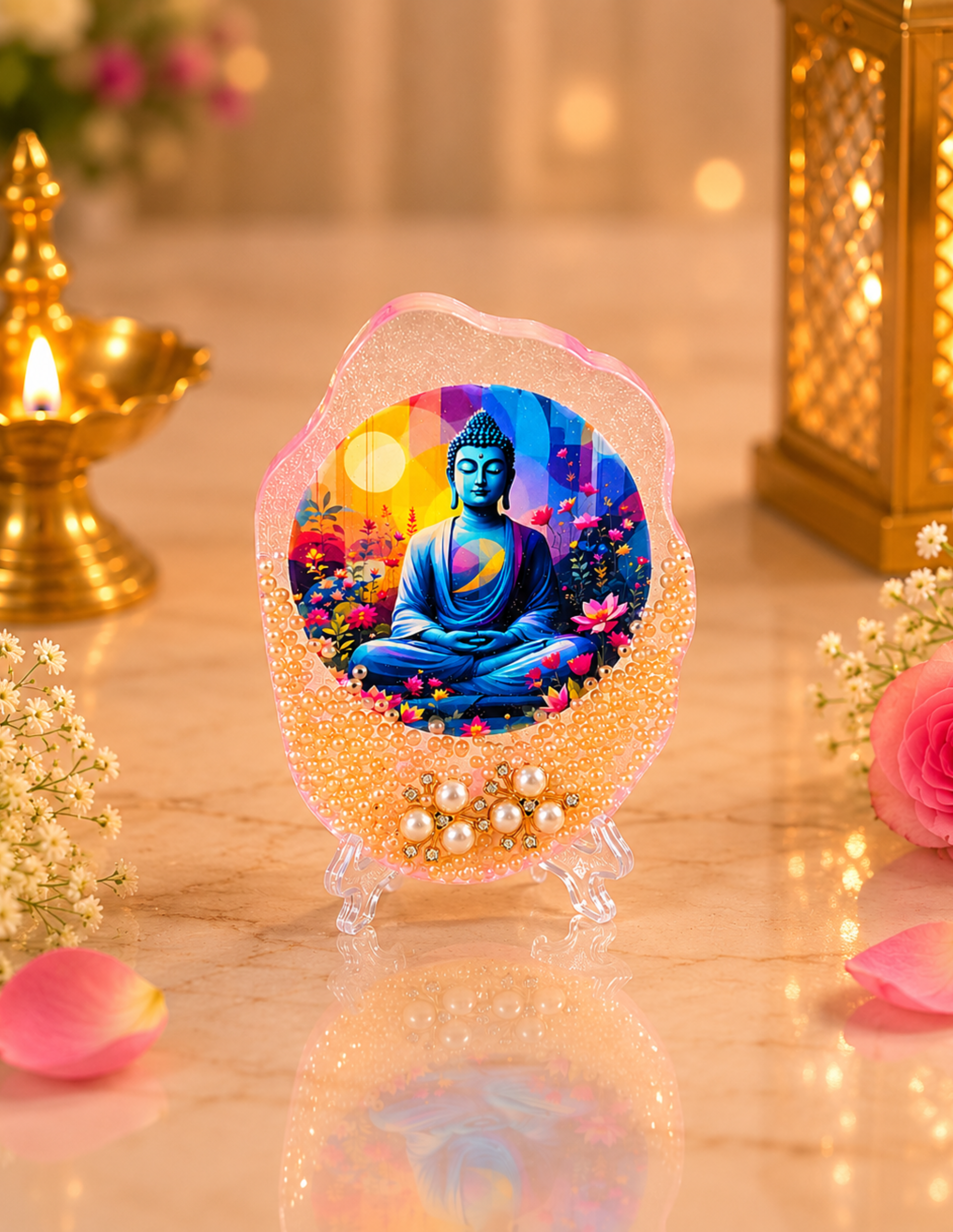 Buddha Resin Art Stand | Handmade Spiritual Decor | Premium Meditation Gift