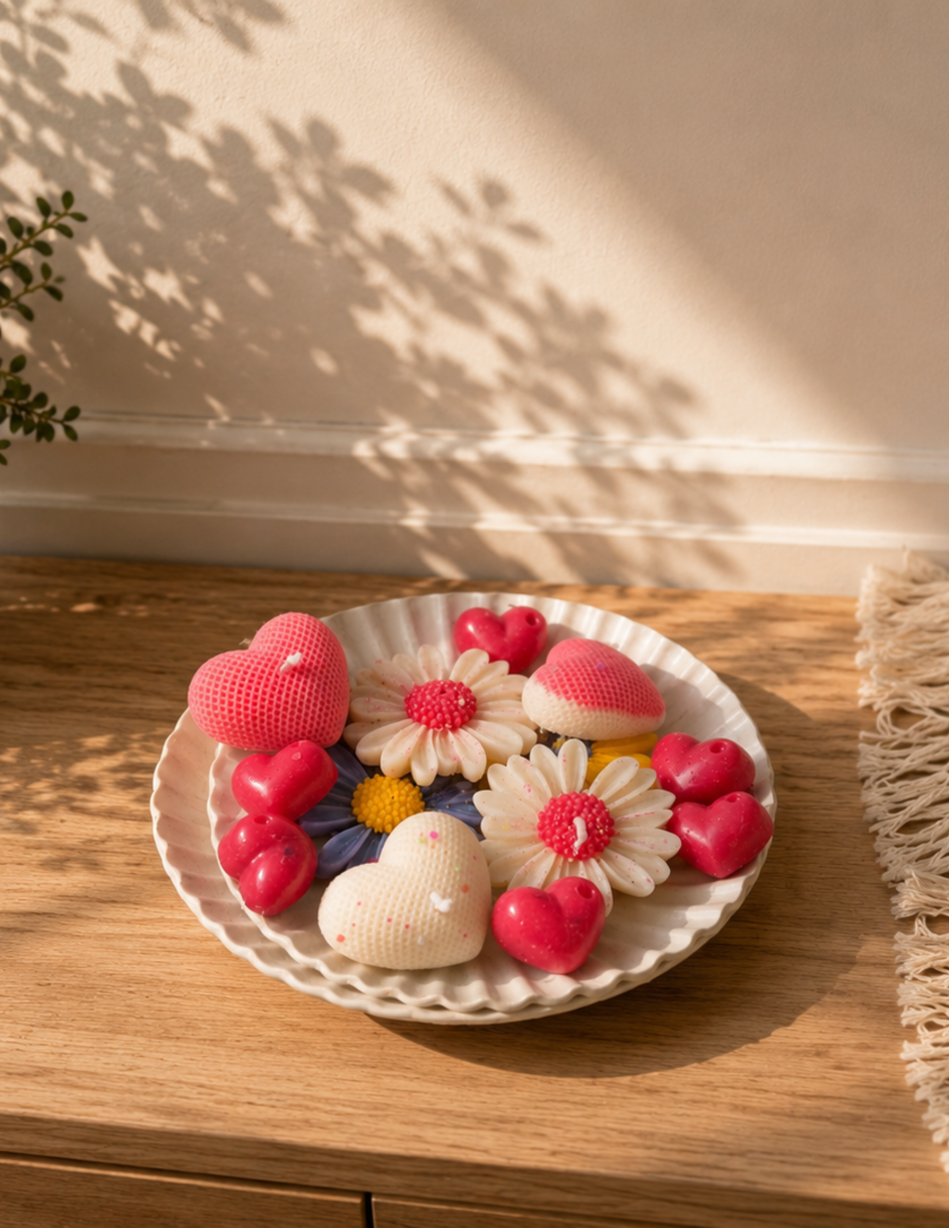 Handmade Heart & Daisy Scented Candles Set | Premium Decorative Wax Candles -5pc