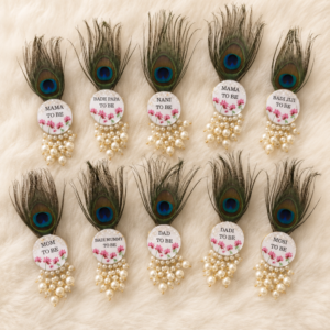 Customized Baby Shower Brooch Set | Premium Accessories | Handmade Peacock Feather - Pins 1PC