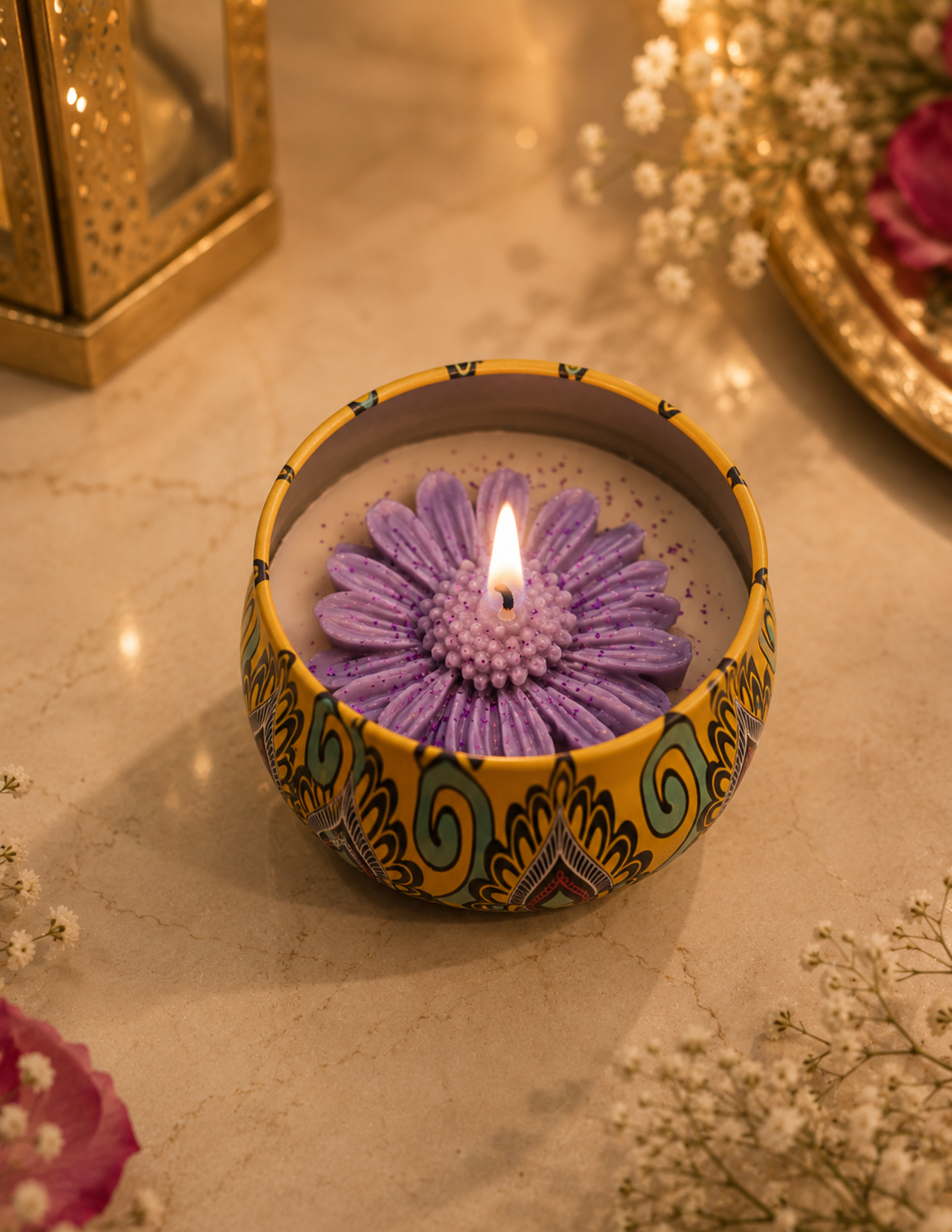 Handmade Flower Candle Gift | Decorative Floral Candle | Premium Scented Candle Art - Image 3