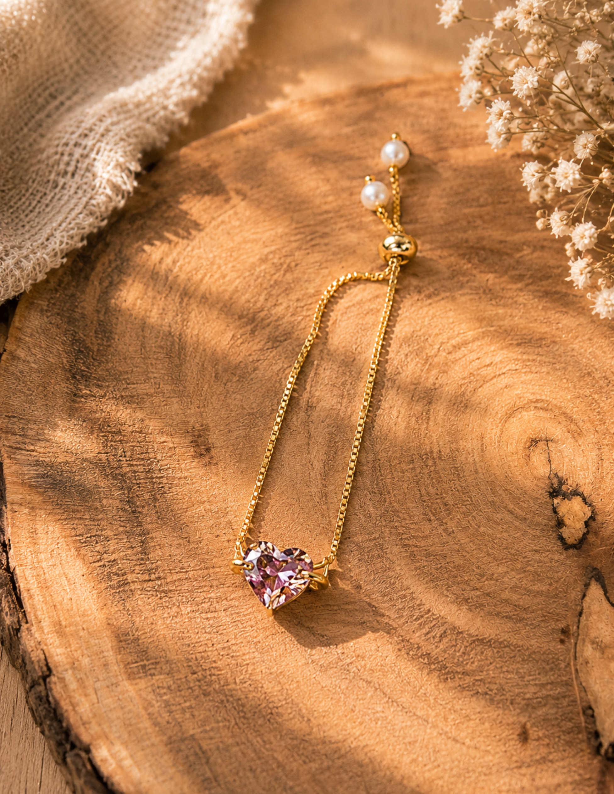 Handmade Resin Flower Preserve Heart Bracelet | Premium Floral Adjustable Bracelet