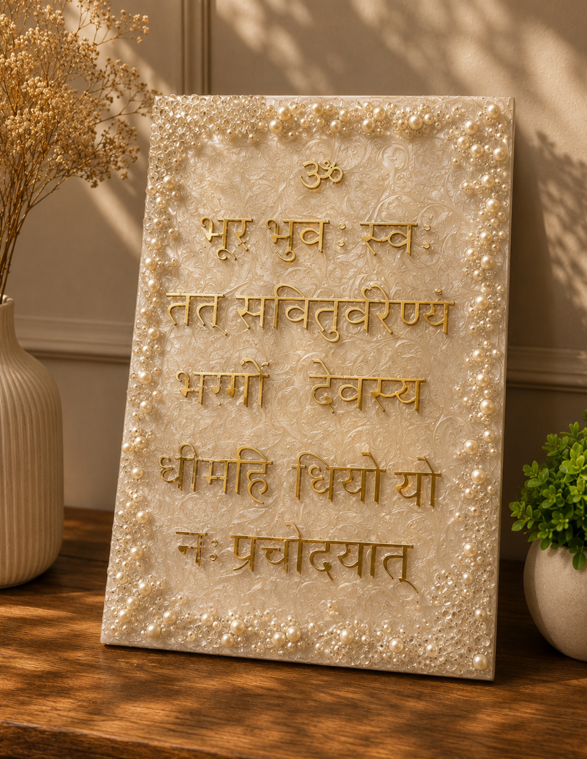 Luxury Resin Sanskrit Wall Art | Premium Spiritual Quote Frame | Handmade Motivational Decor