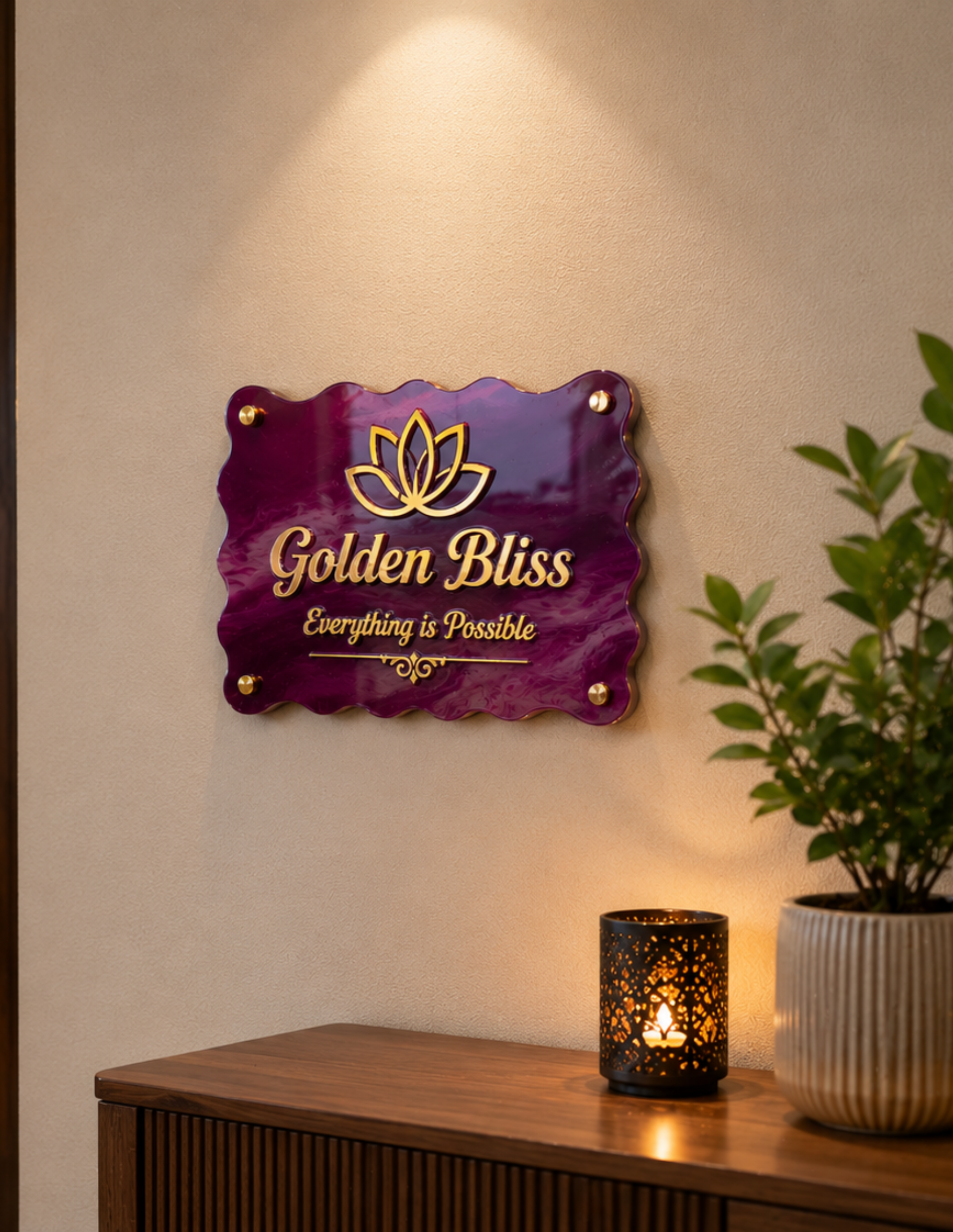 Luxury Customized Resin Business Logo Name Plate | Personalized Resin Sign Board