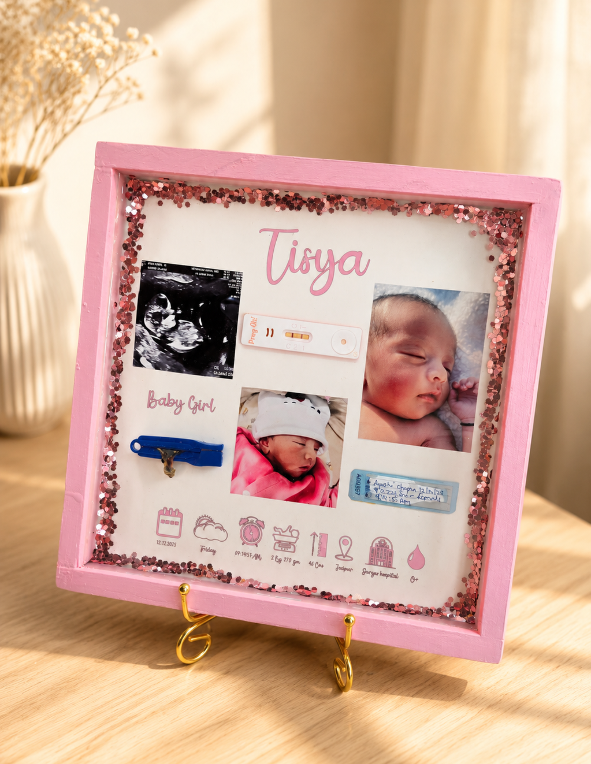 Personalized Baby Memory Frame | Customized Birth Details Frame | Handmade Keepsake Gift