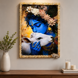 Luxury Krishna Resin Wall Frame | Premium Spiritual Wall Decor | Handmade Radha Krishna Art Frame