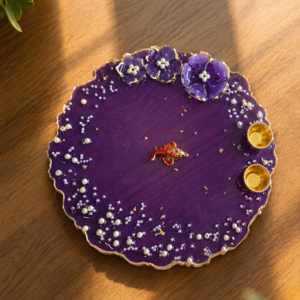 Decorative Resin Puja Thali | Handmade Festival Plate | Premium Puja Décor
