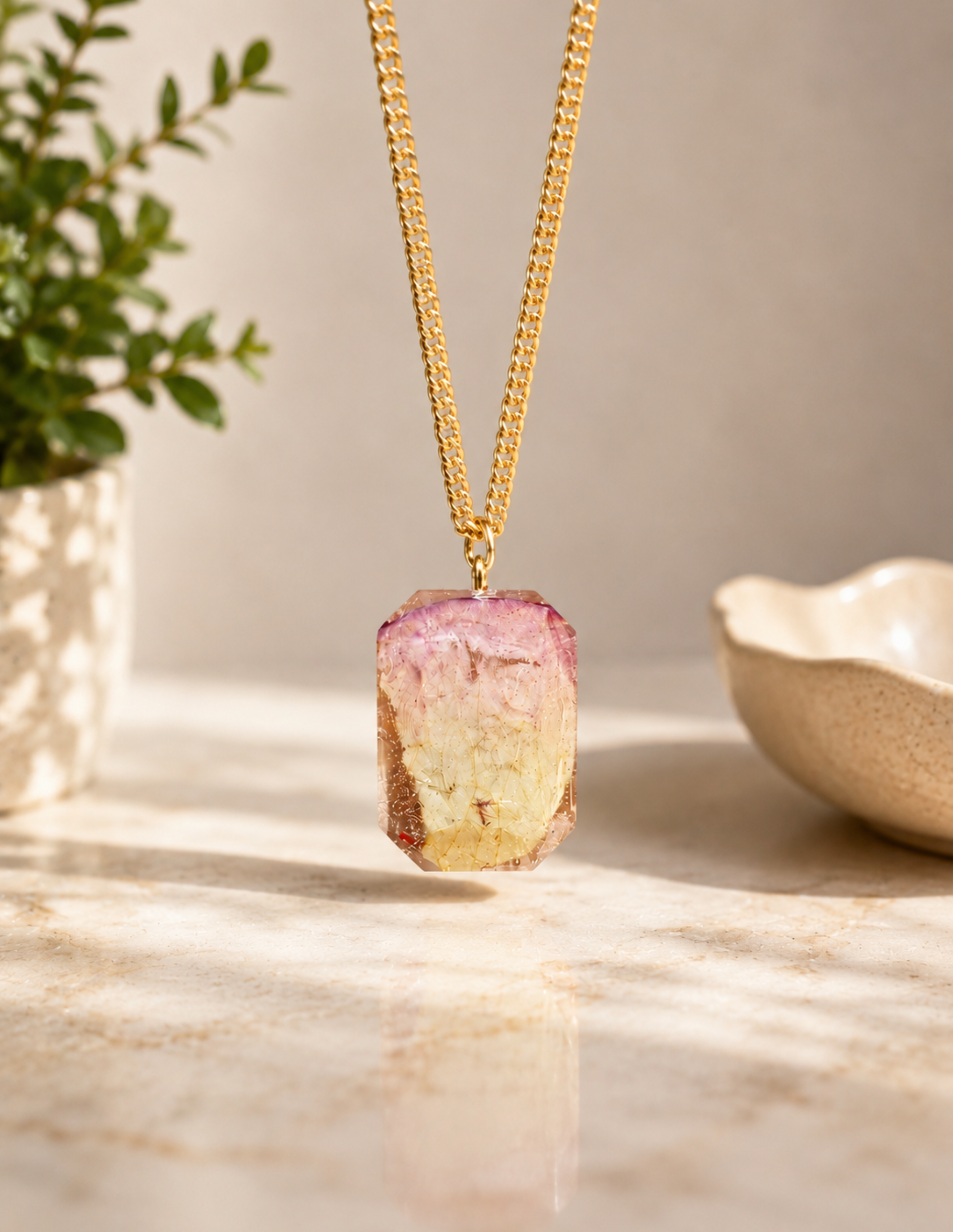 Handmade Resin Floral Pendant Necklace | Premium Dried Flower Jewelry