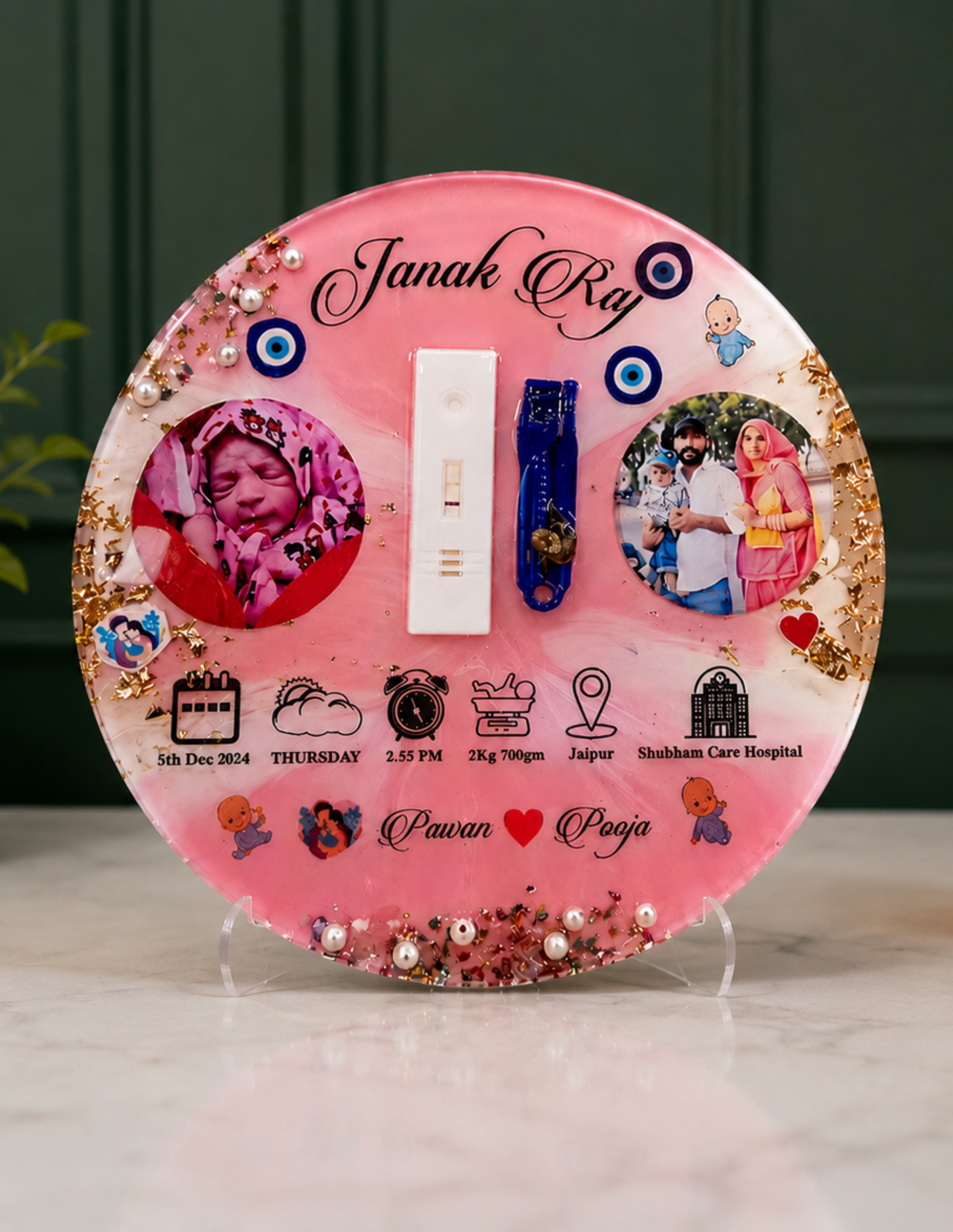 Customized Baby Memory Resin Frame | Premium Newborn Keepsake Art