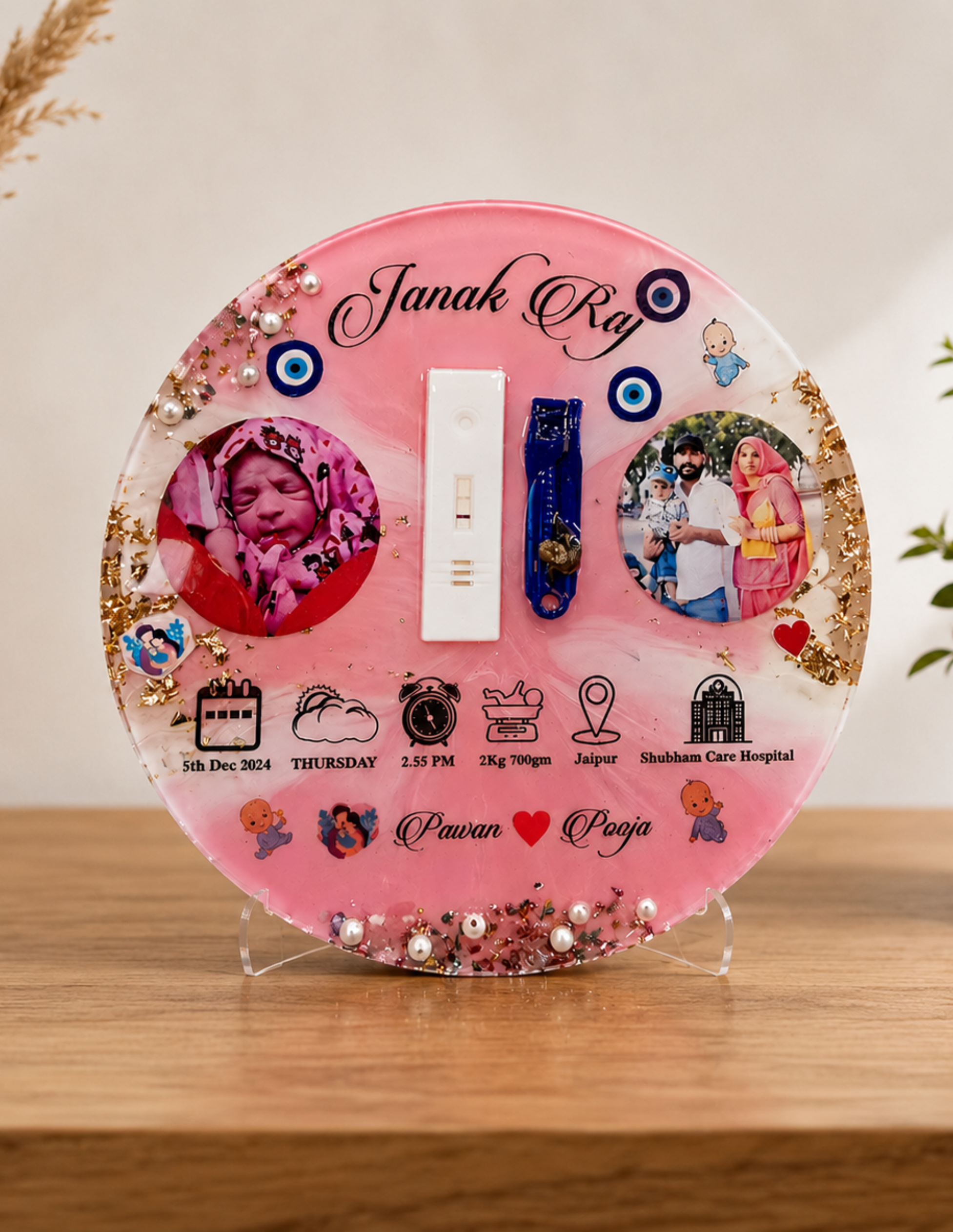 Customized Baby Memory Resin Frame | Premium Newborn Keepsake Art