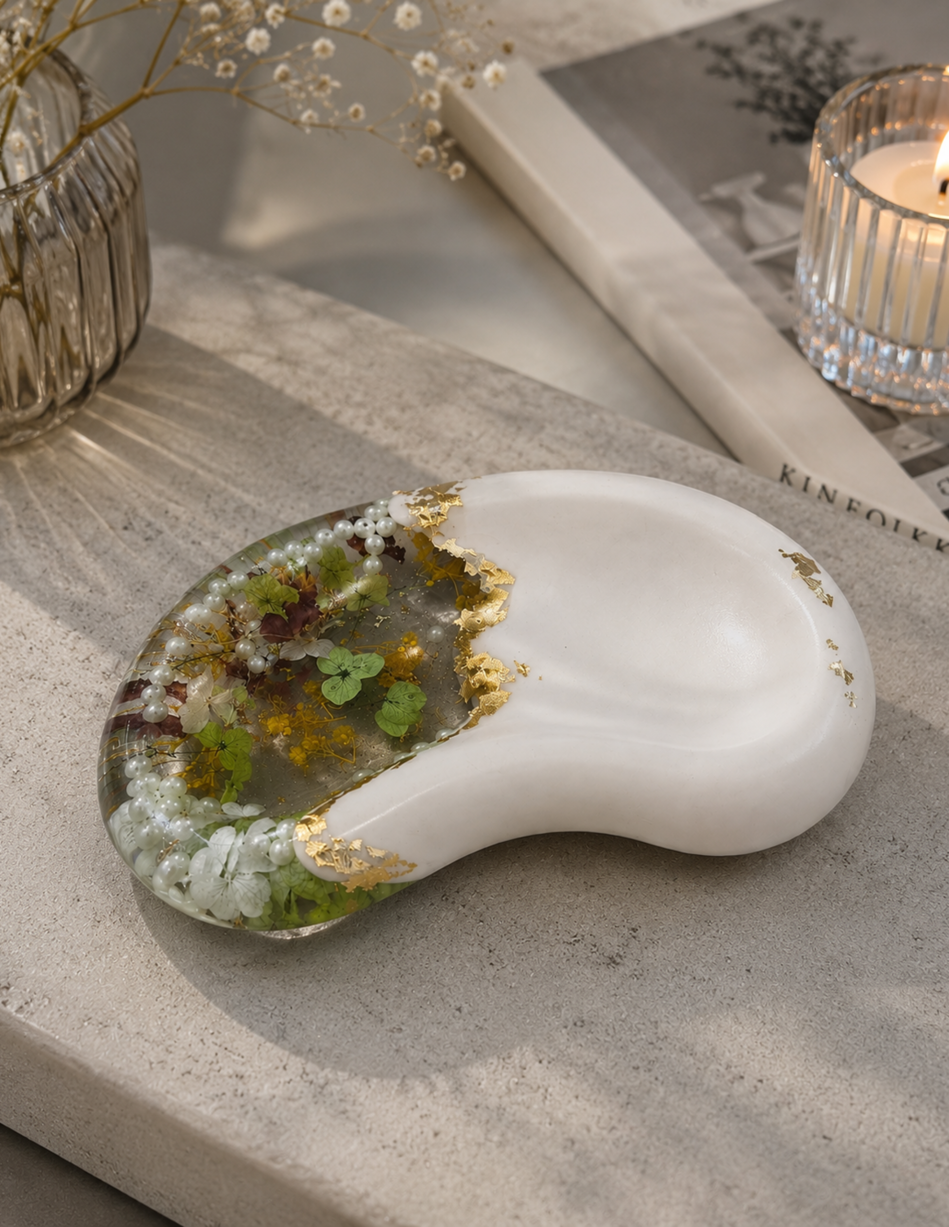 Luxury Resin Decorative Tray | Premium Floral Organizer Tray | Handmade Elegant Home Decor