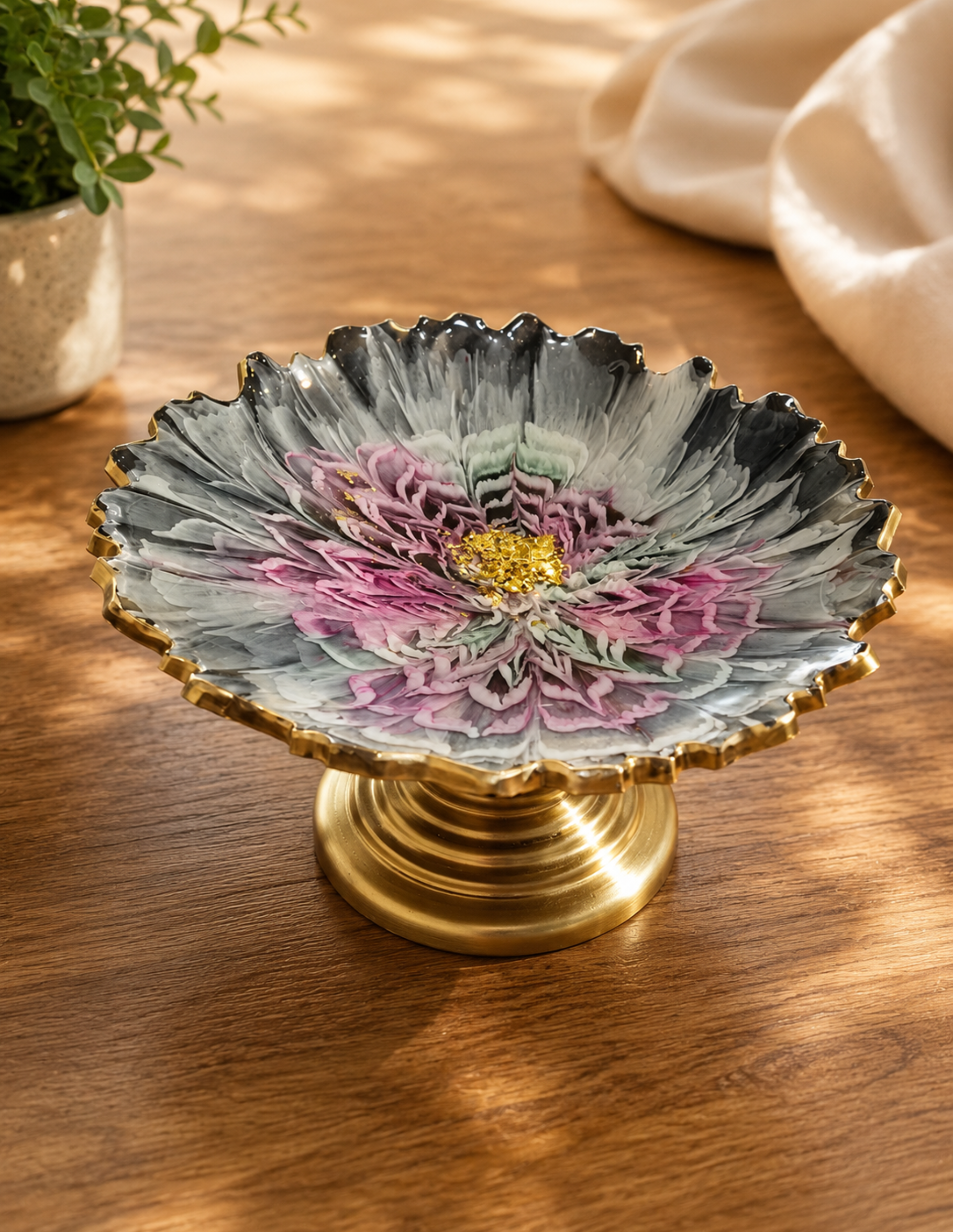 Luxury Resin Floral Bowl | Premium Decorative Centerpiece Bowl | Handmade Artistic Home Decor