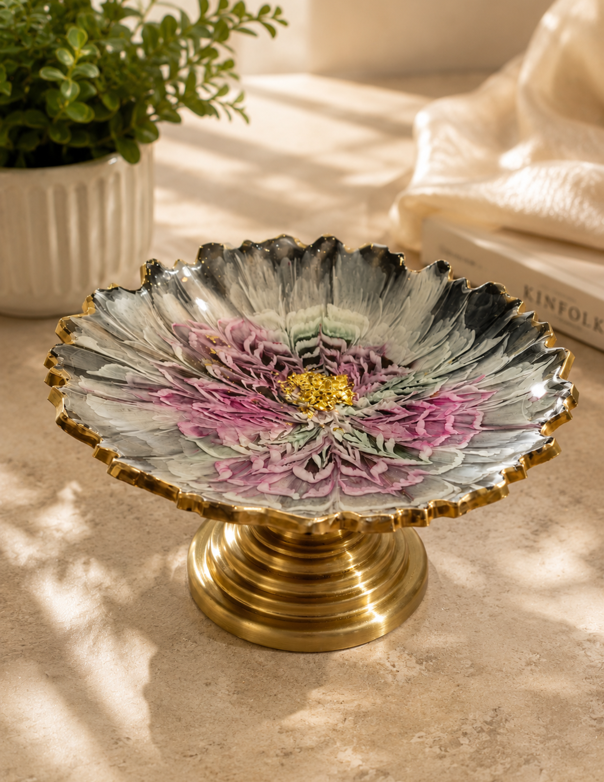 Luxury Resin Floral Bowl | Premium Decorative Centerpiece Bowl | Handmade Artistic Home Decor