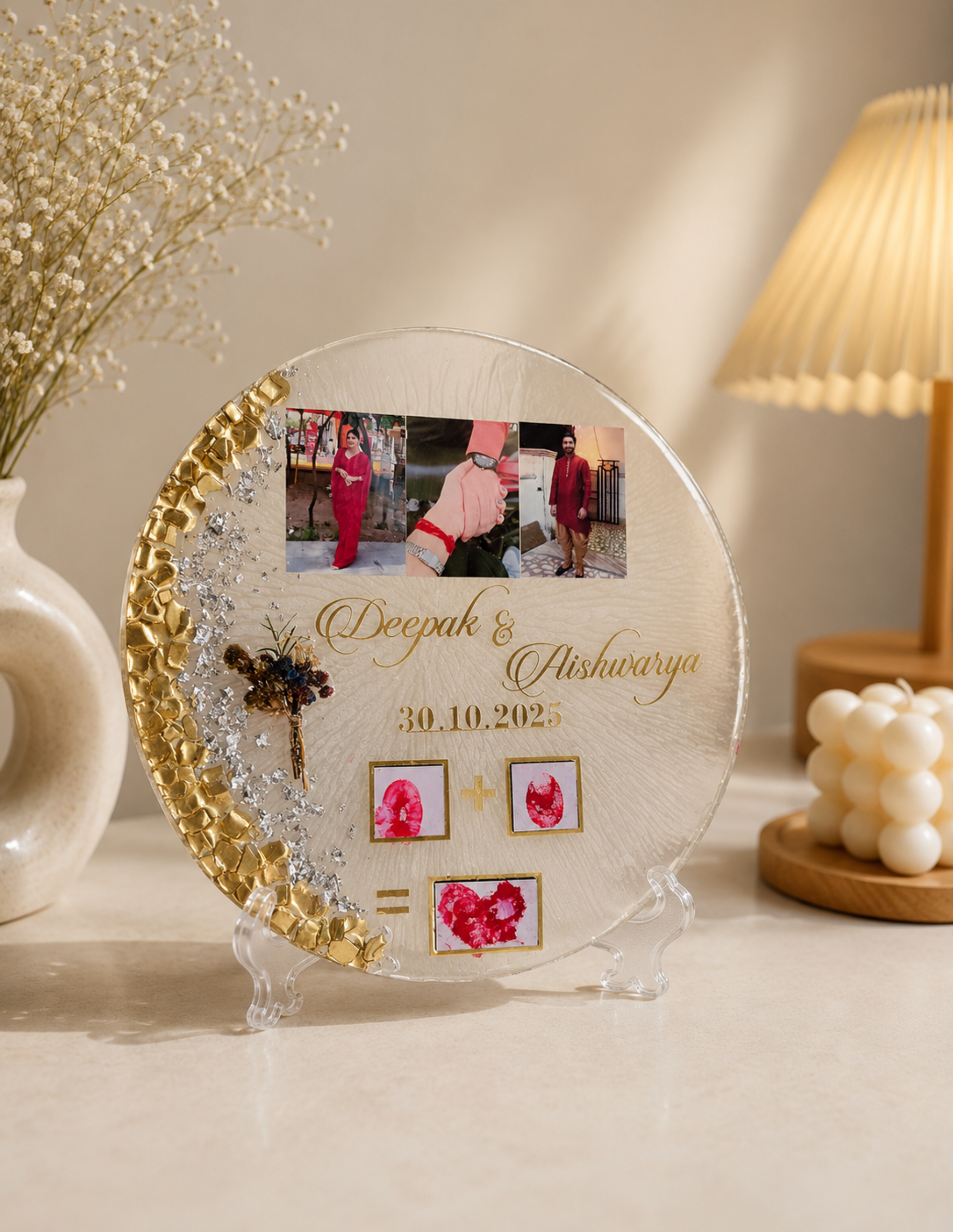 Personalized Couple Memory Plaque | Customized Resin Keepsake | Anniversary Gift
